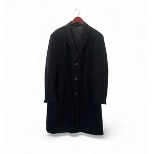 Jos. A. Banks Cashmere Trench Coat Mens 40L Classic Academia Black Long Overcoat